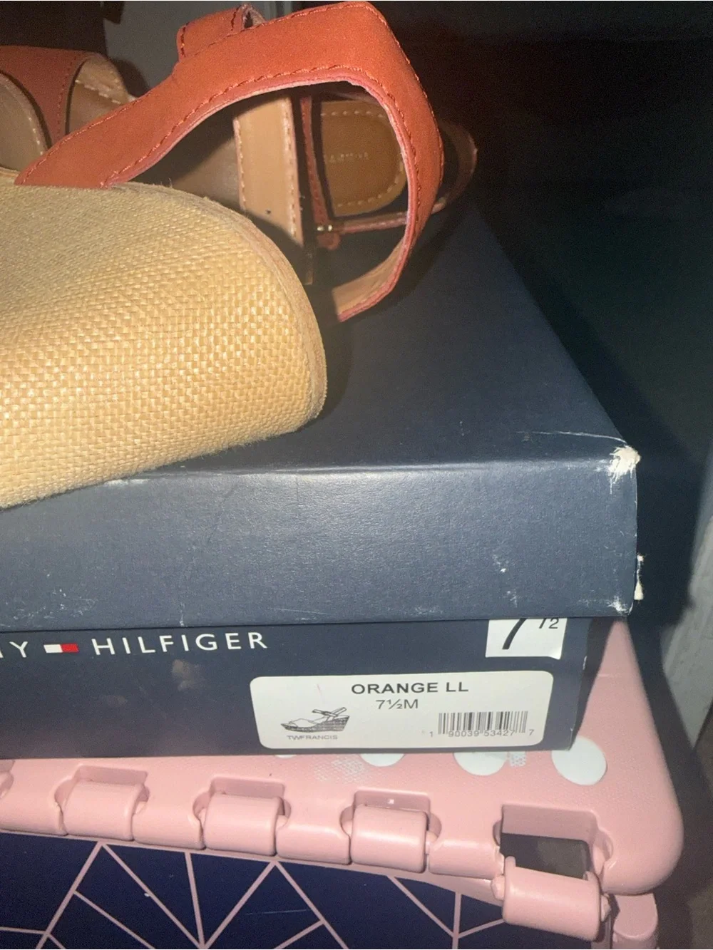 Tommy Hilfiger Terracotta Wedge Sandals with Gold Buckle